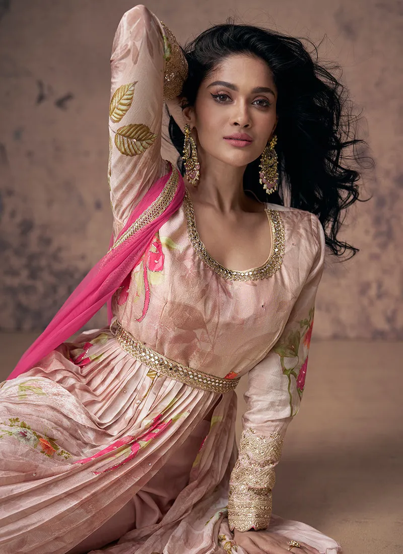 Blush Pink Embroidered Slit Style Anarkali Suit