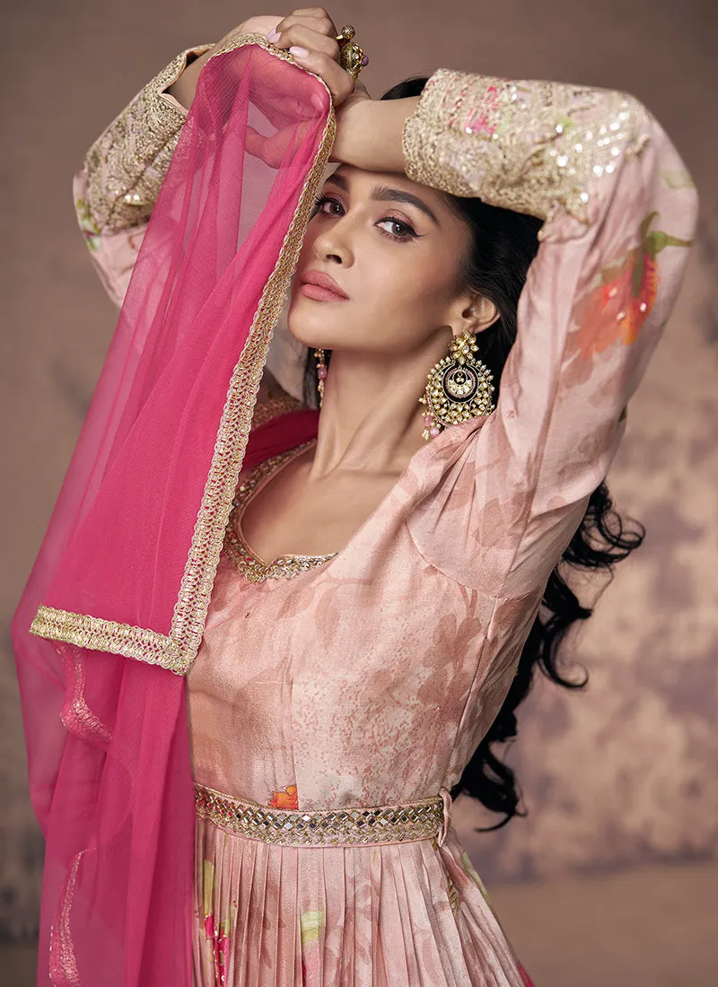 Blush Pink Embroidered Slit Style Anarkali Suit