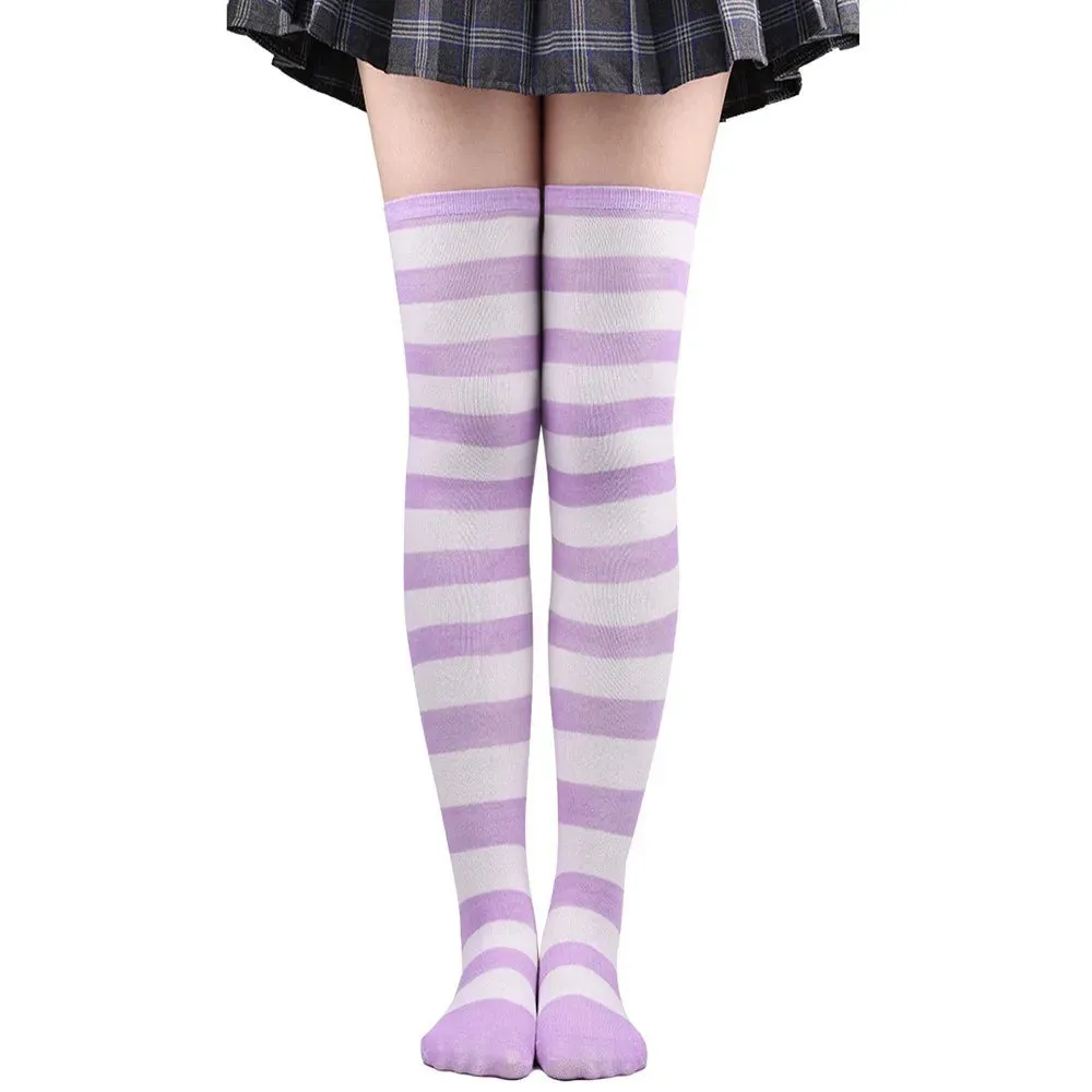 Color Striped Over Knee Socks