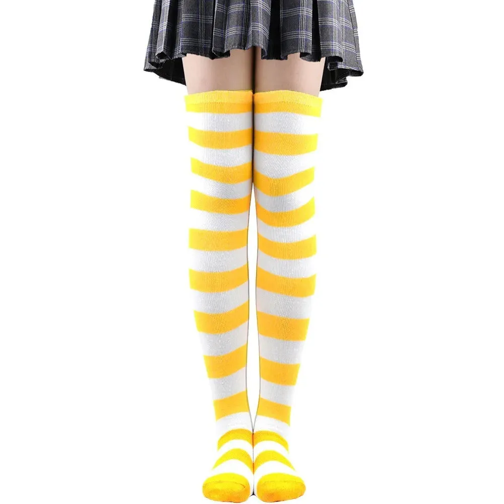 Color Striped Over Knee Socks