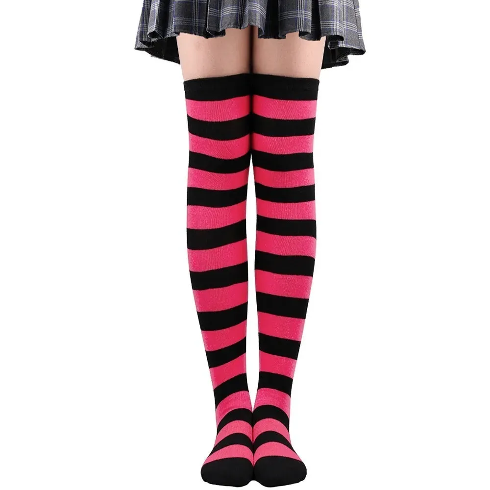 Color Striped Over Knee Socks