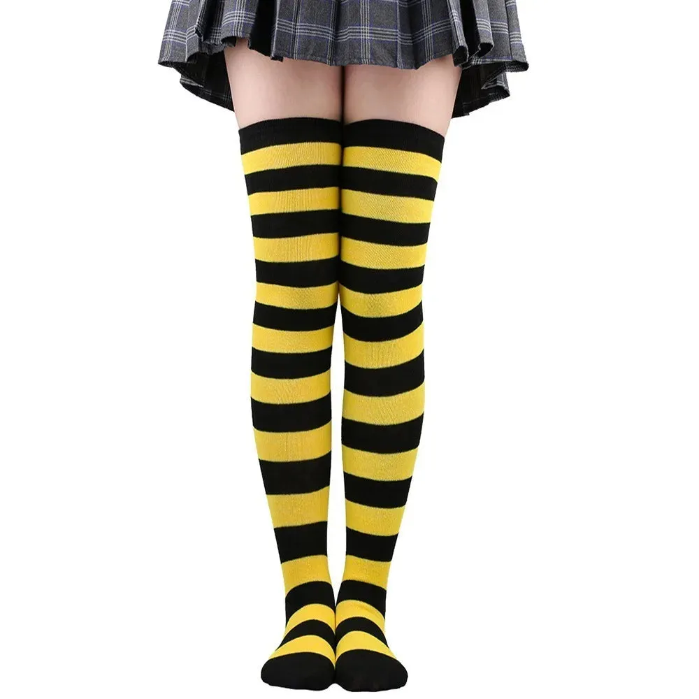 Color Striped Over Knee Socks