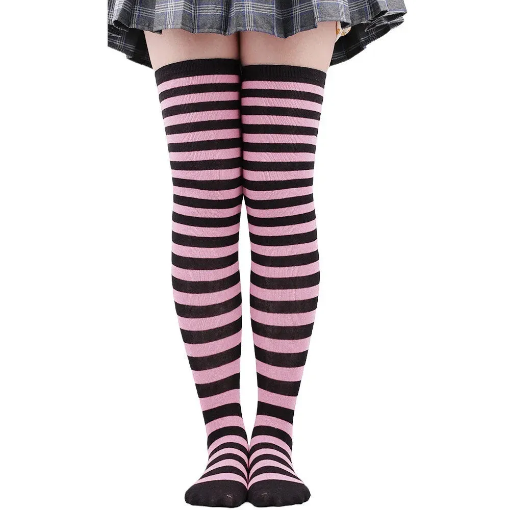 Color Striped Over Knee Socks
