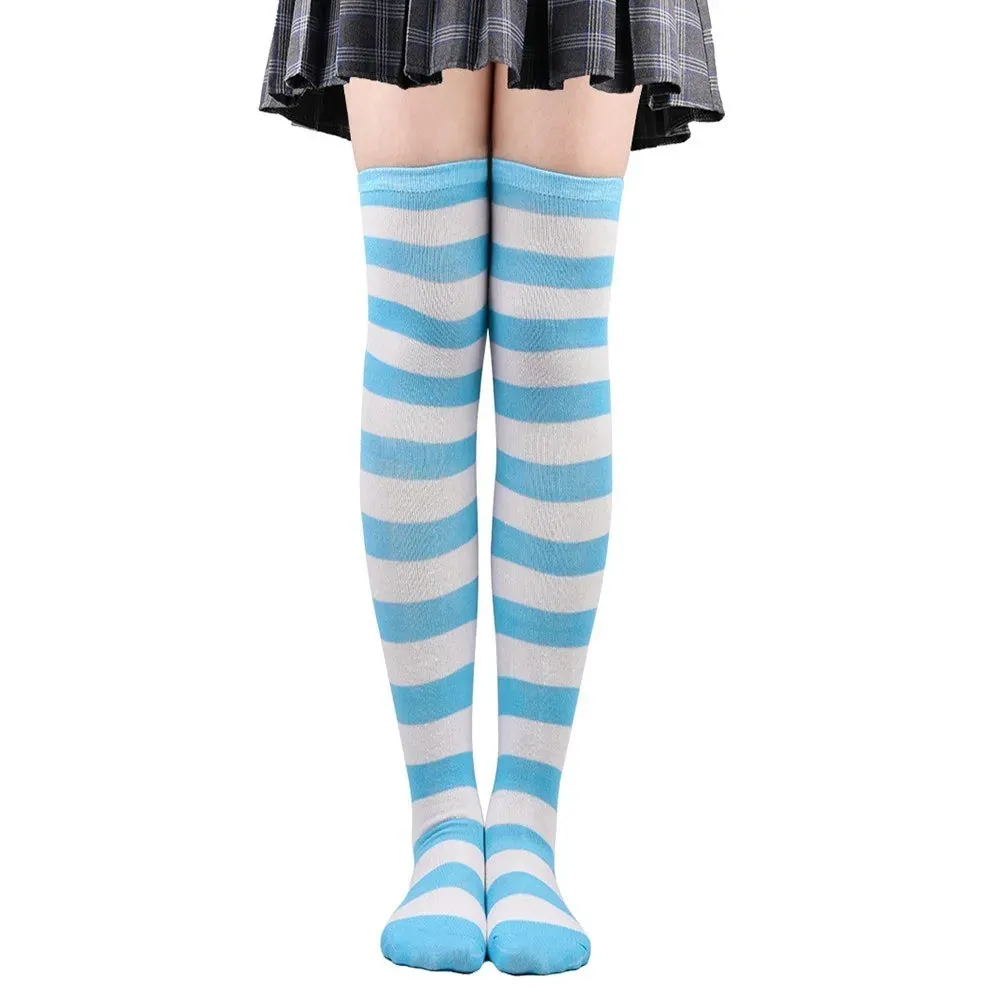 Color Striped Over Knee Socks