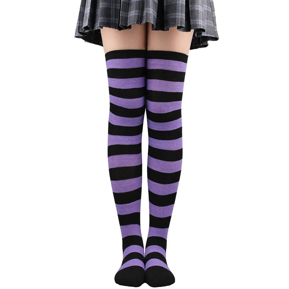Color Striped Over Knee Socks