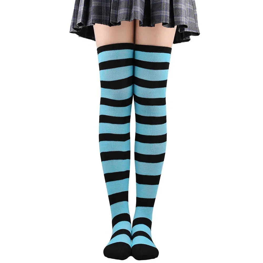 Color Striped Over Knee Socks