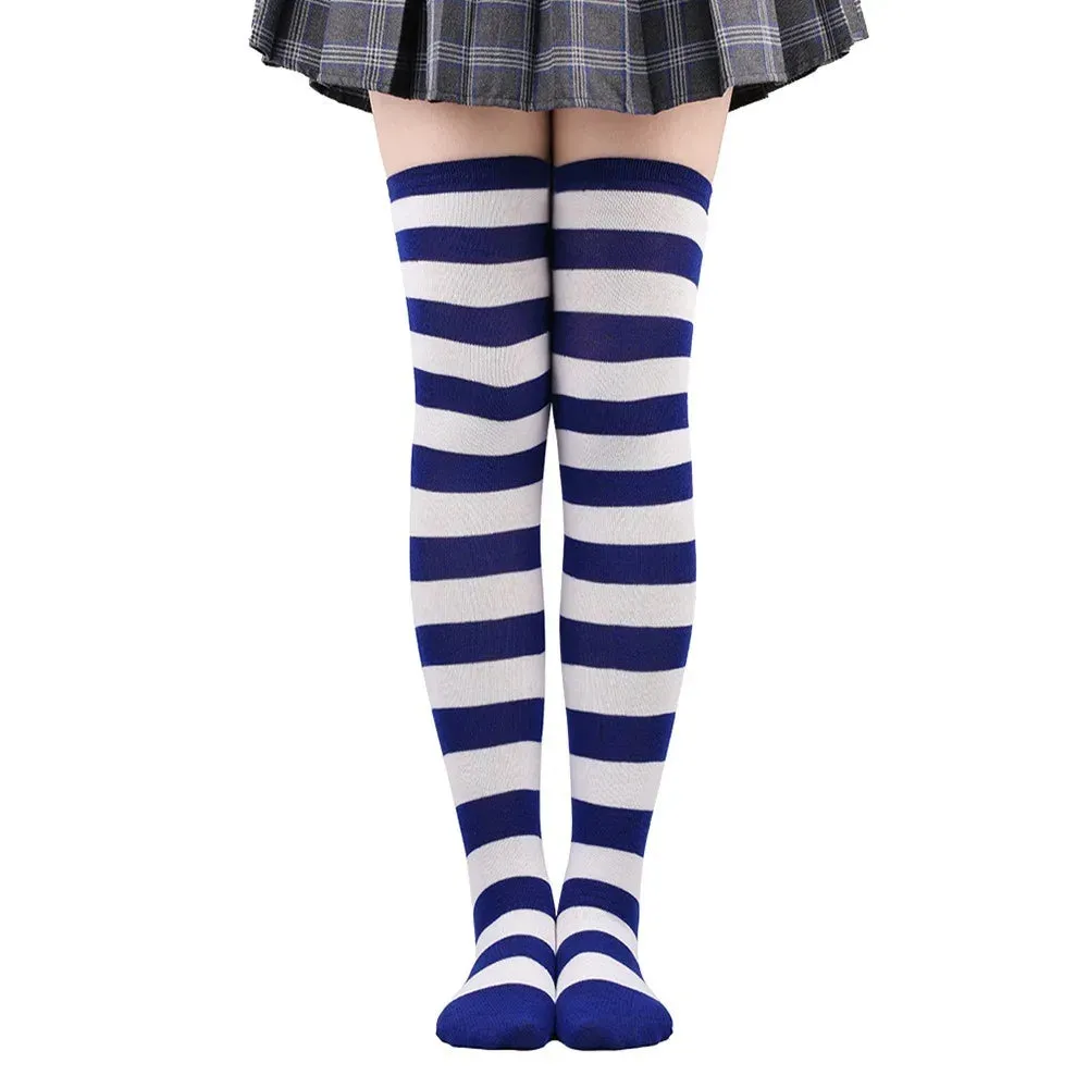 Color Striped Over Knee Socks