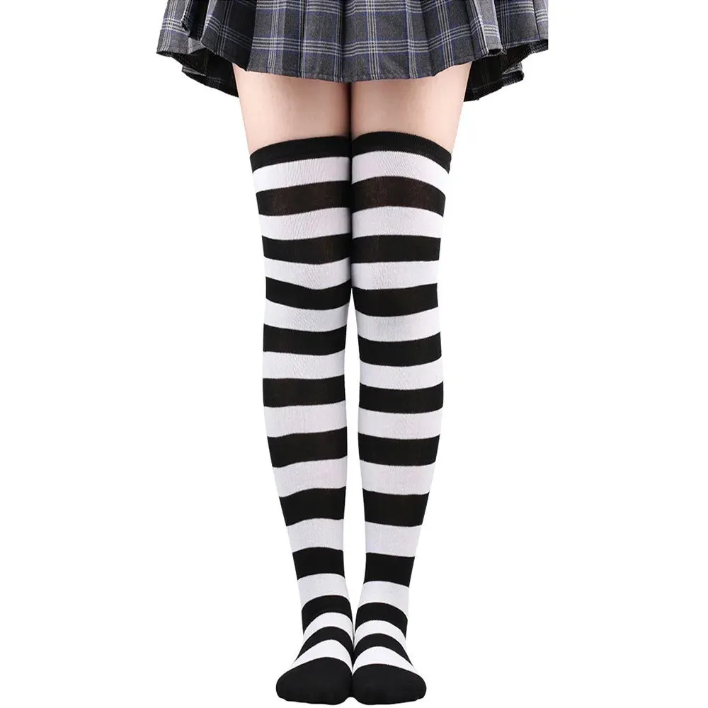 Color Striped Over Knee Socks
