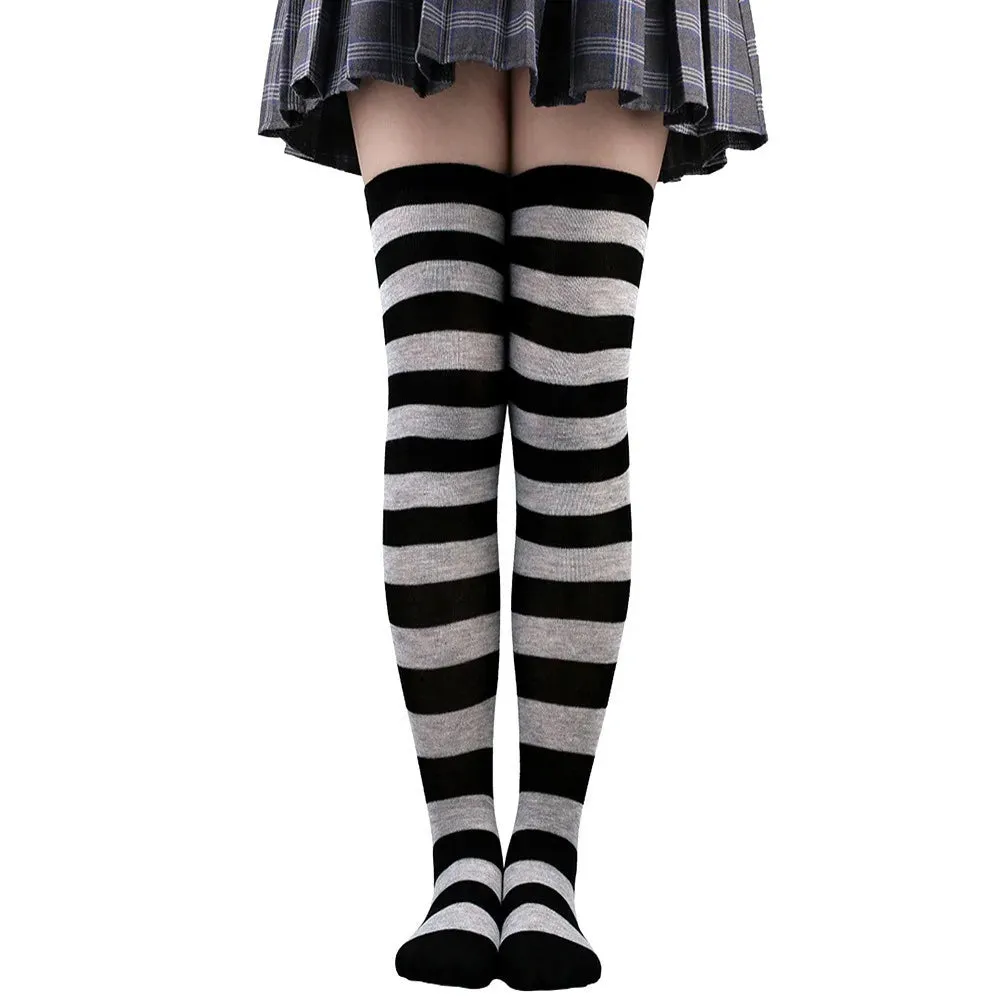 Color Striped Over Knee Socks