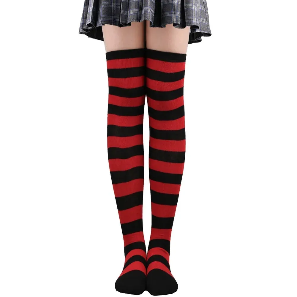 Color Striped Over Knee Socks