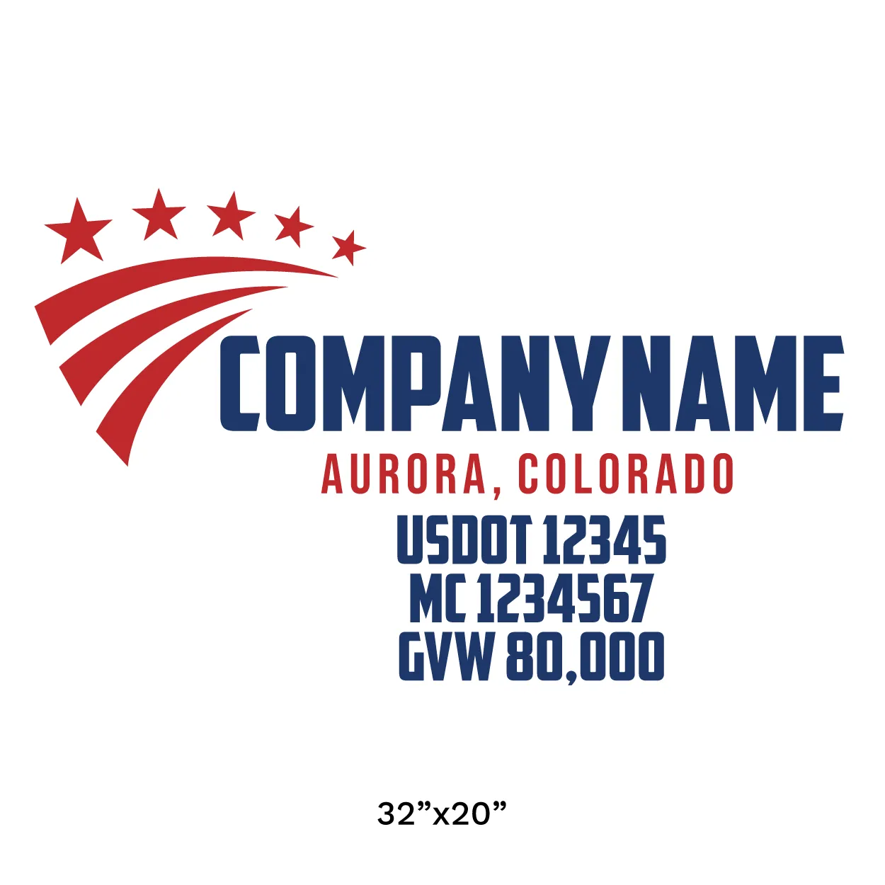 Company Name Truck Door Decal (USDOT), 2 Pack