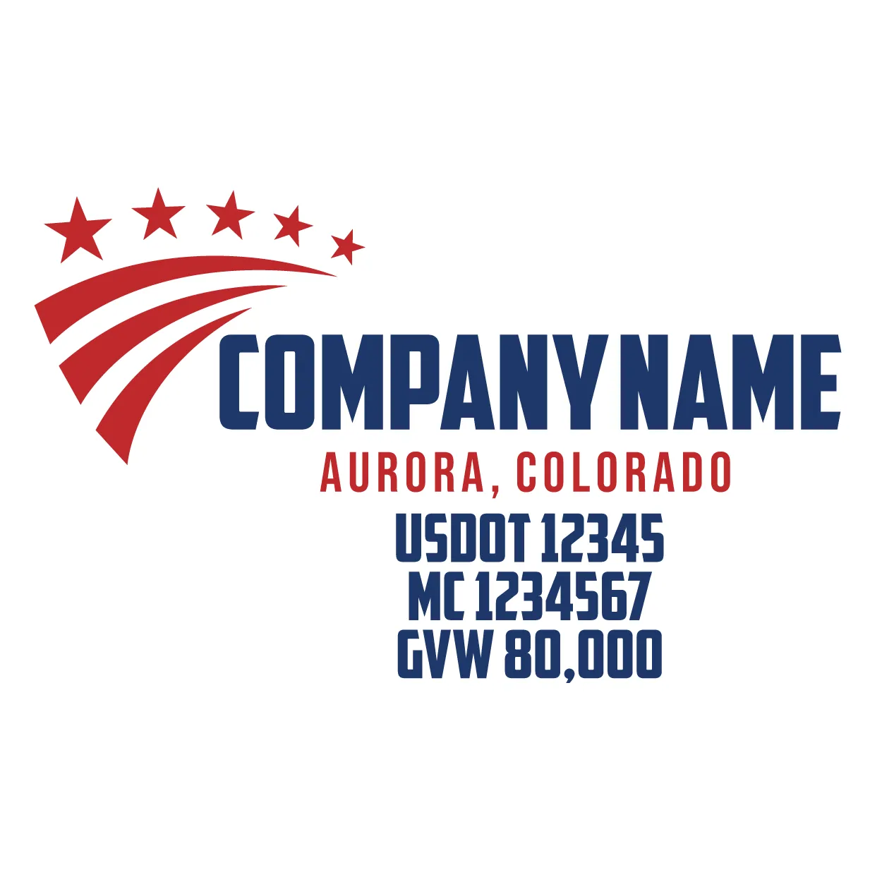 Company Name Truck Door Decal (USDOT), 2 Pack