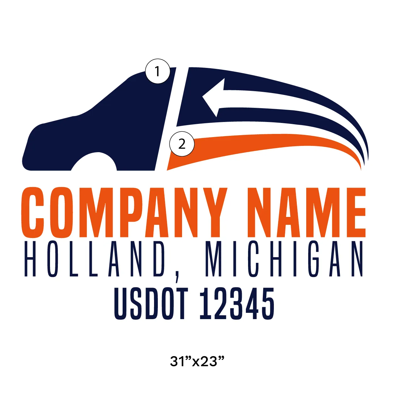 Company Name Truck Door Decal (USDOT), 2 Pack
