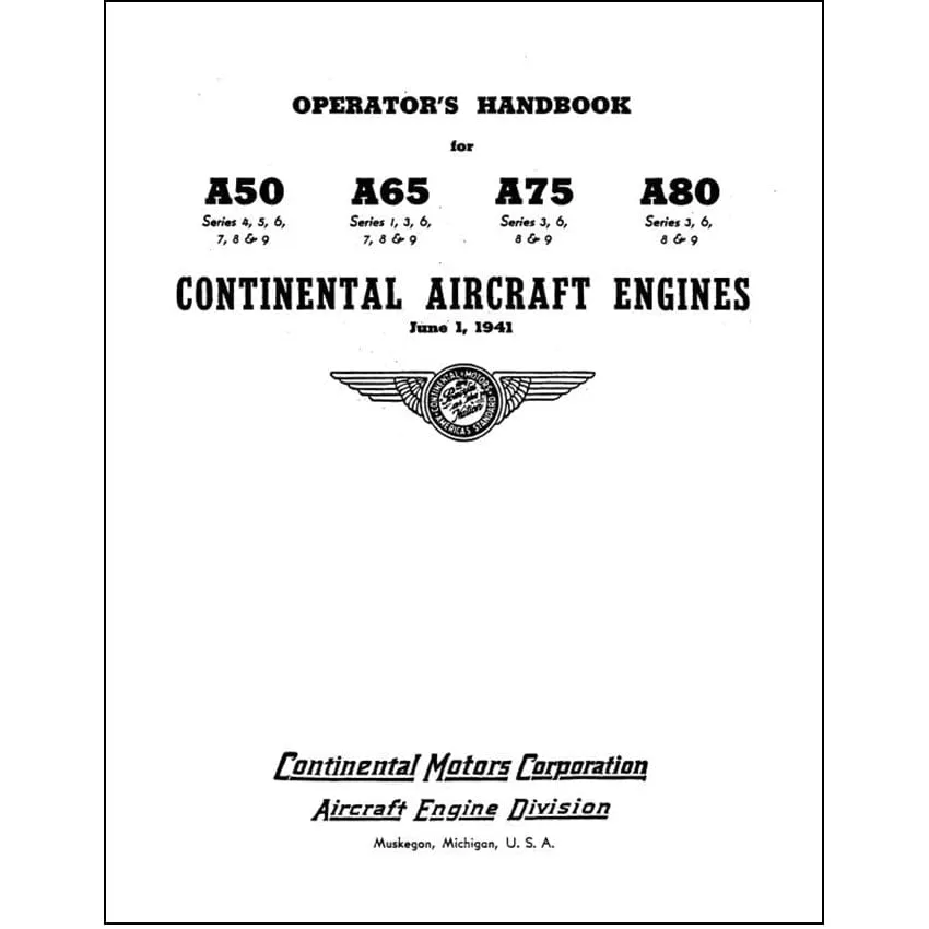 Continental A-50,65,75,&80 Operator's Handbook (COA50-41-OP-C)