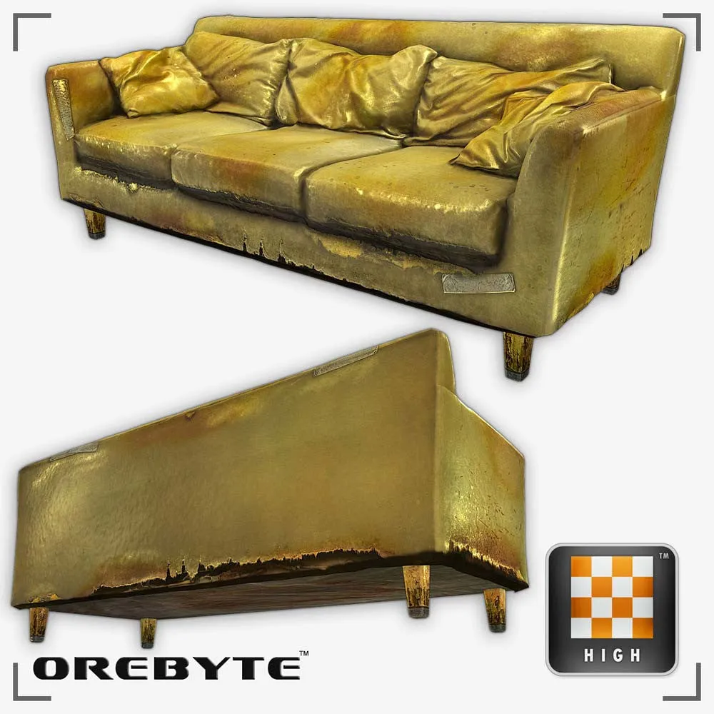 Couch Sofa Yellow 01