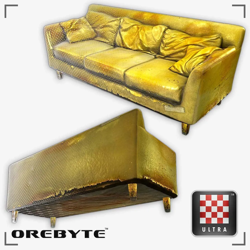 Couch Sofa Yellow 01