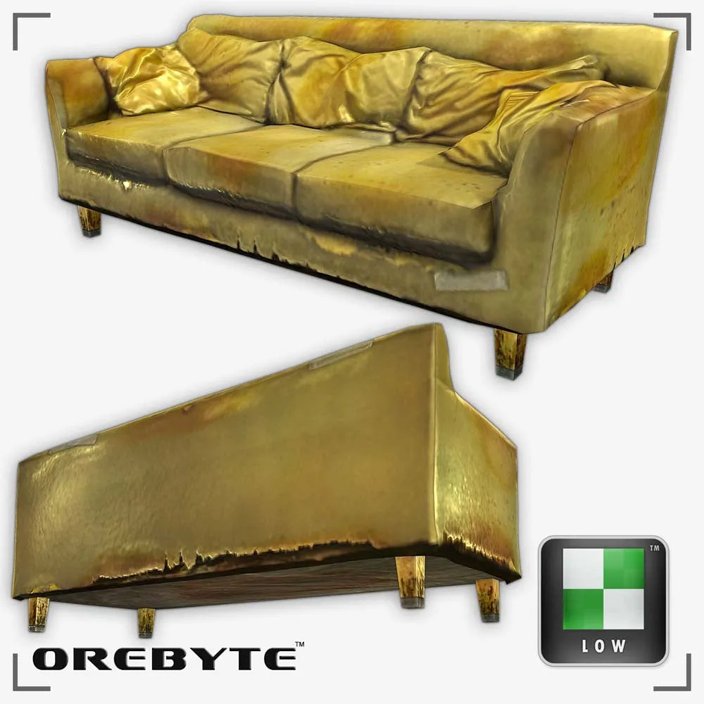 Couch Sofa Yellow 01