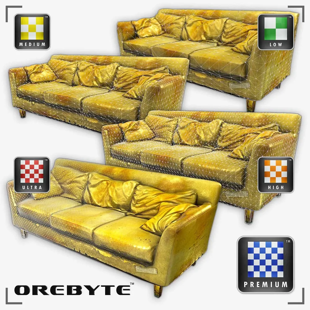 Couch Sofa Yellow 01