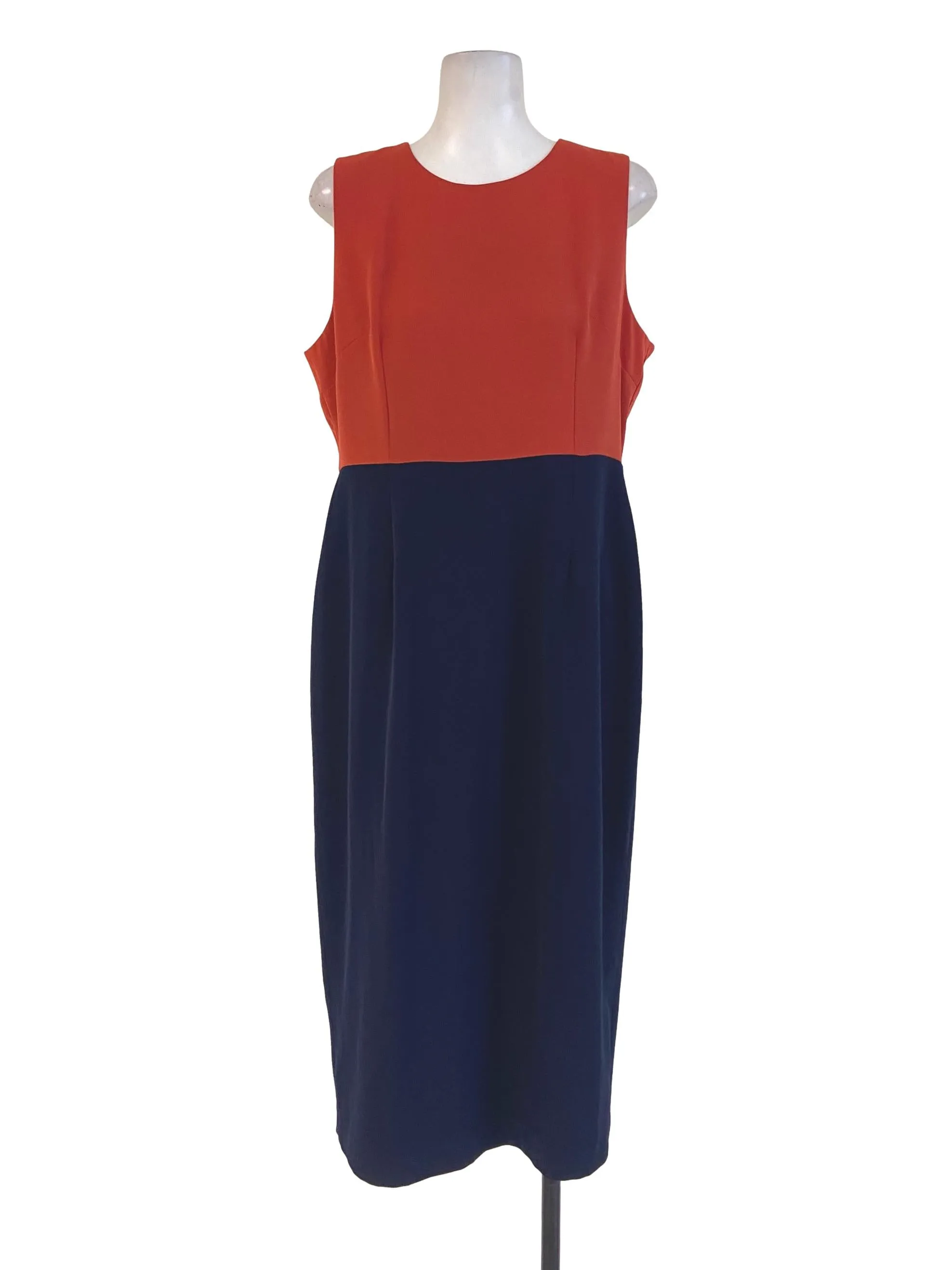 Fire Orange & Denim Blue Slitted Shift Dress