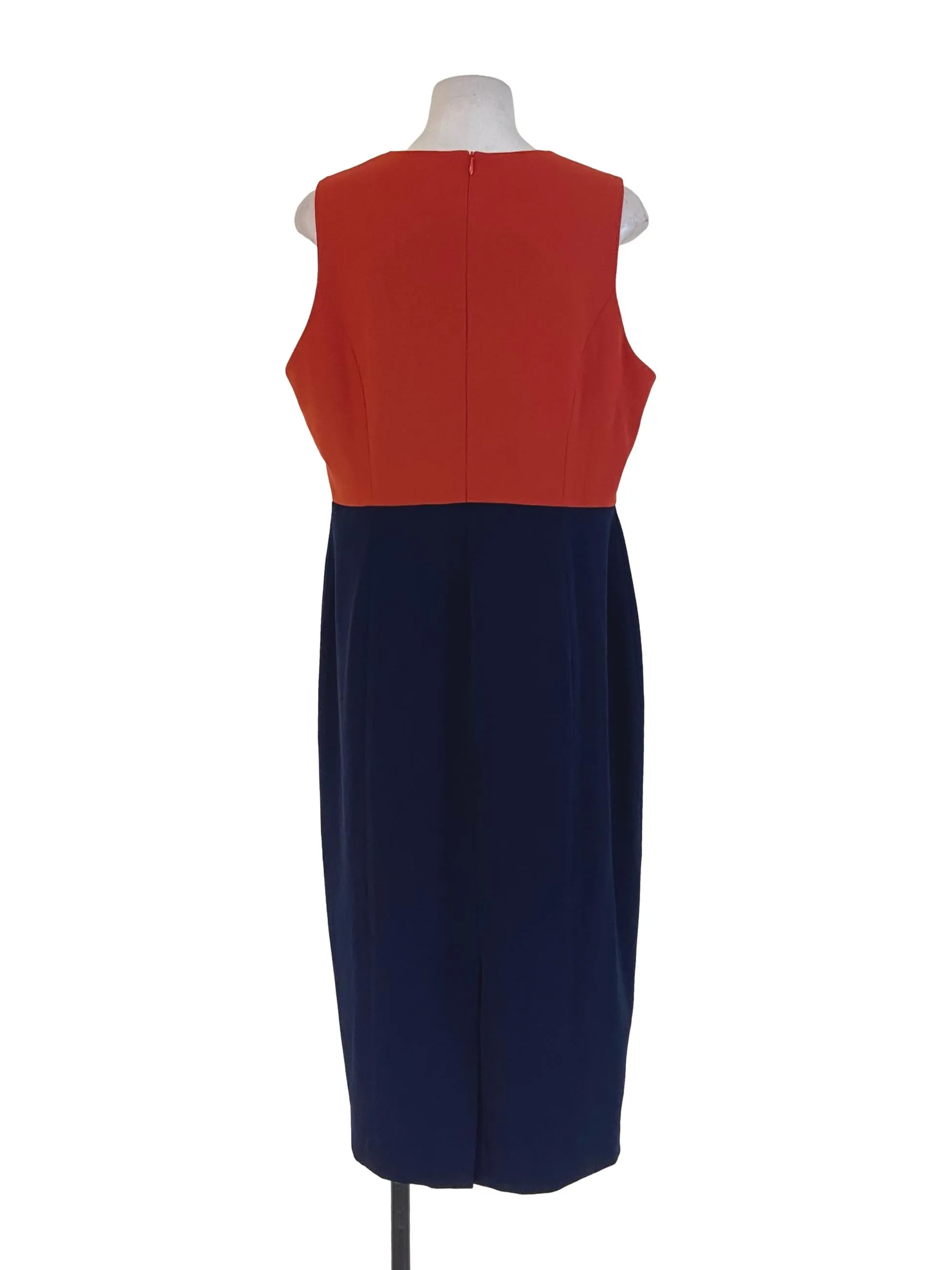 Fire Orange & Denim Blue Slitted Shift Dress