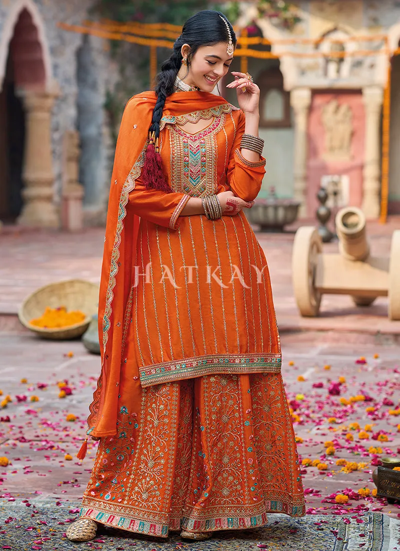 Orange Pakistani Palazzo Suit