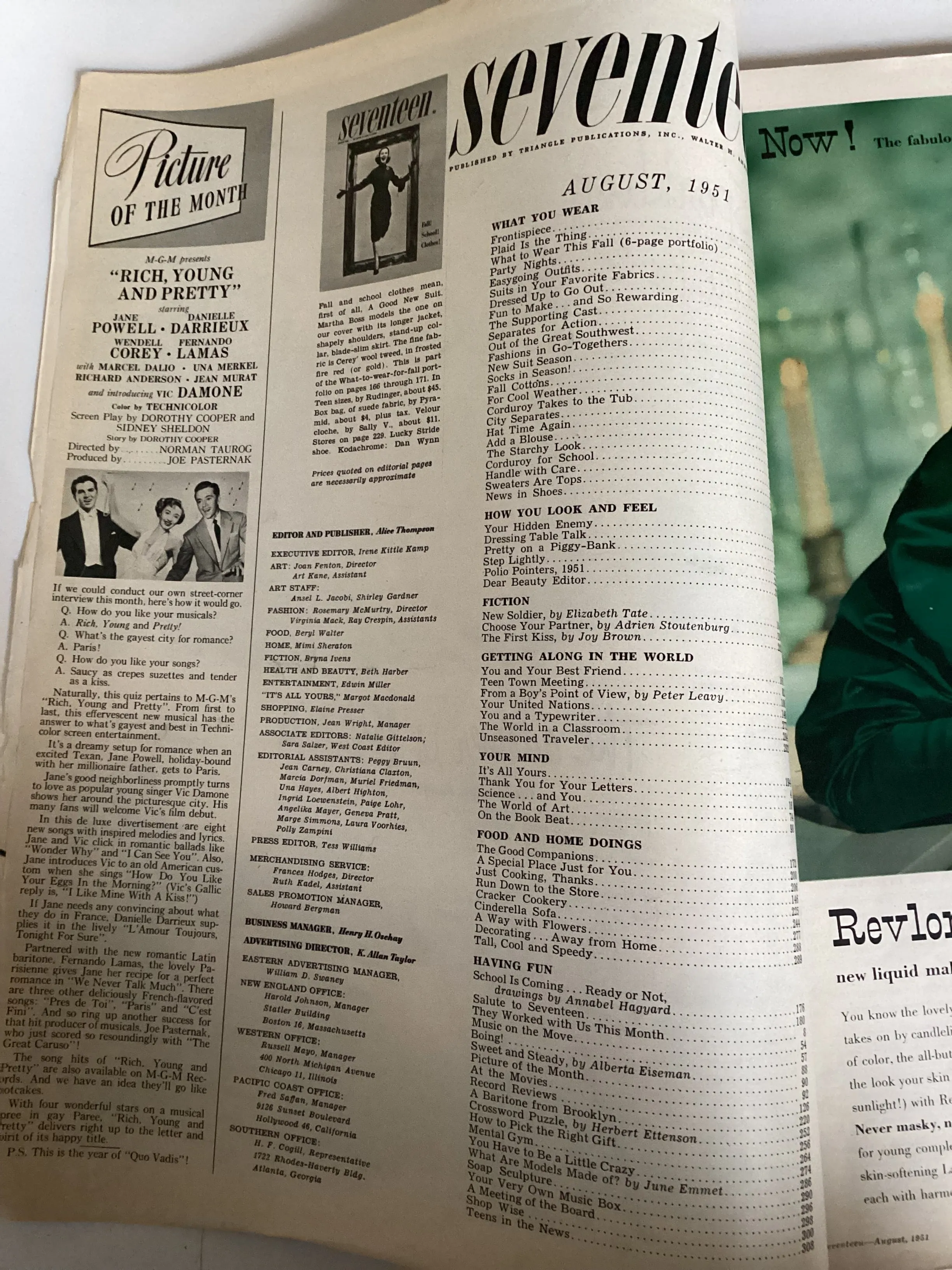 Seventeen magazine August 1951
