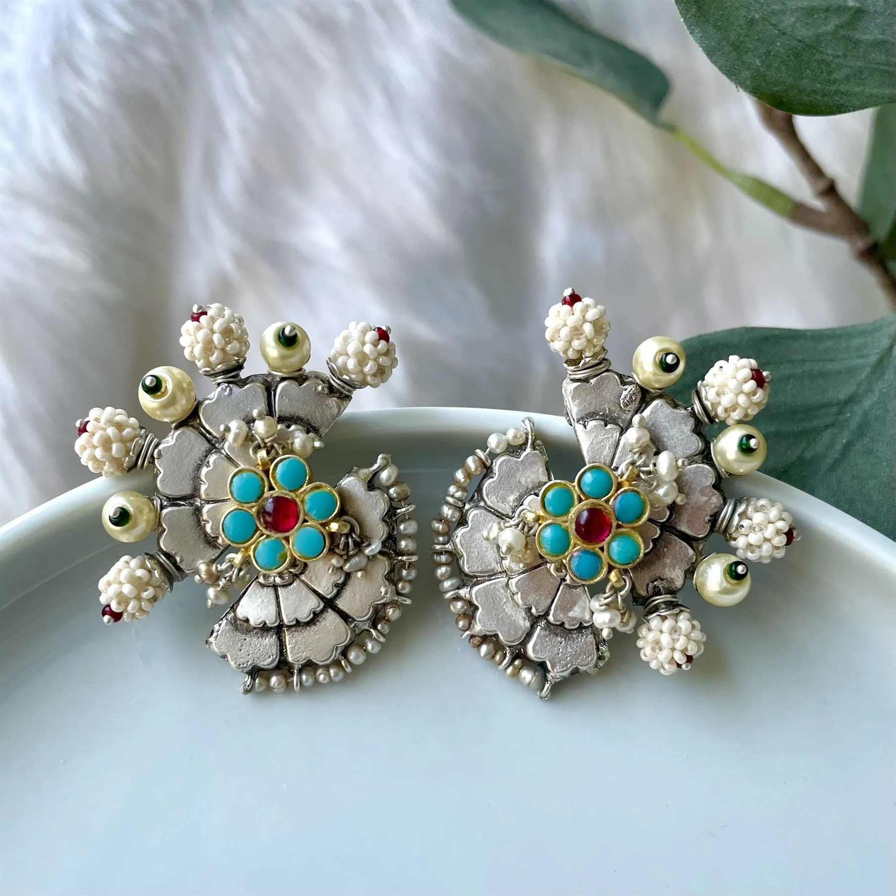 Sheetal Zaveri   I   Agni Studs Hancrafted Earrings, Natural pearls used.  SZ-E35