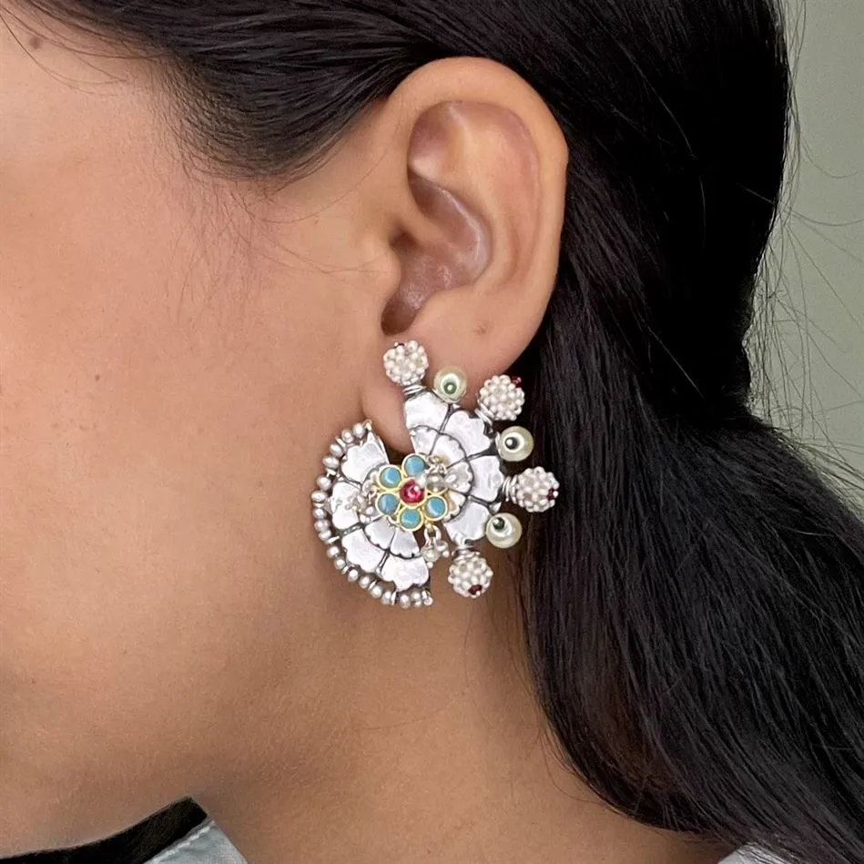 Sheetal Zaveri   I   Agni Studs Hancrafted Earrings, Natural pearls used.  SZ-E35