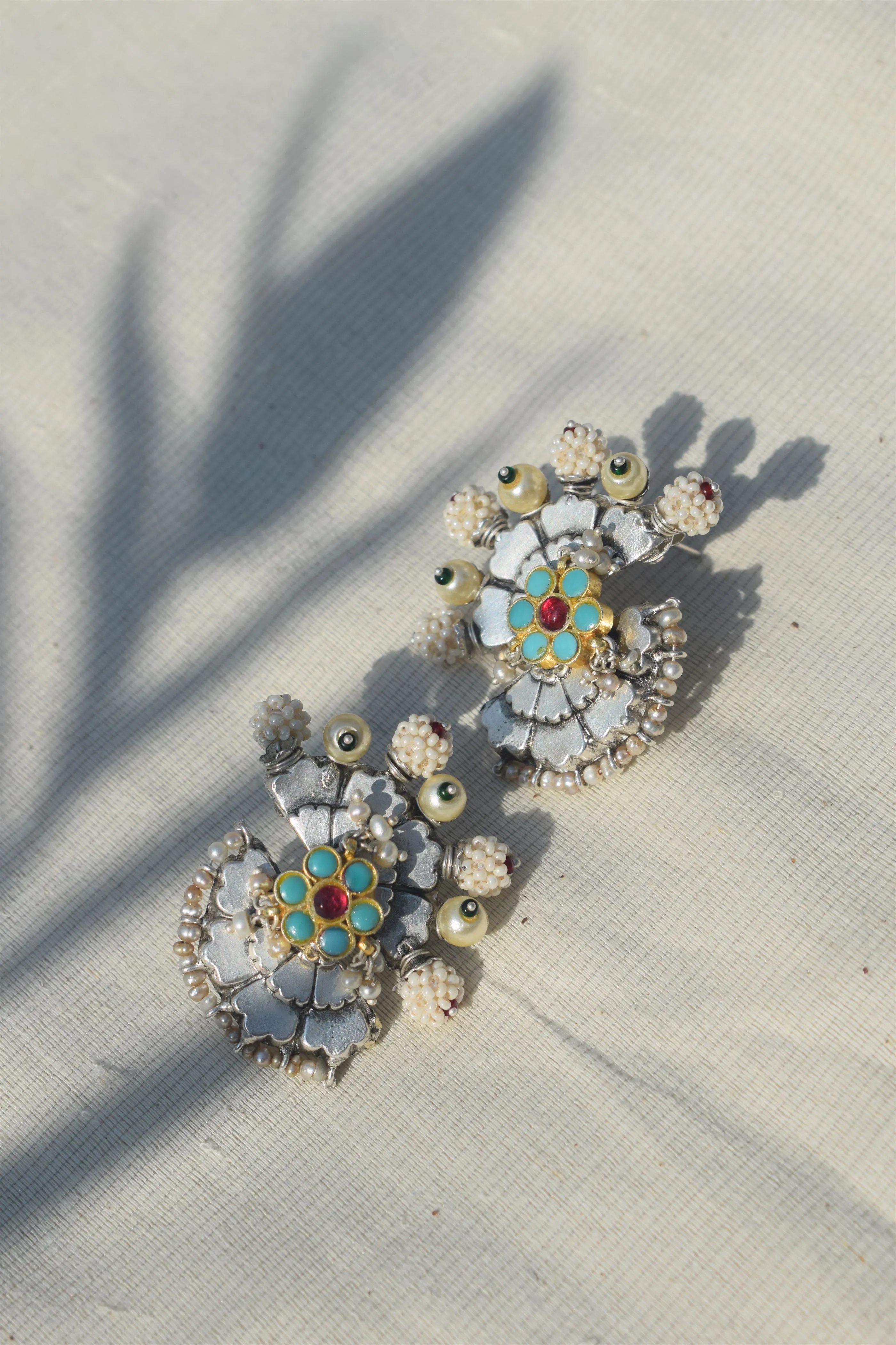 Sheetal Zaveri   I   Agni Studs Hancrafted Earrings, Natural pearls used.  SZ-E35