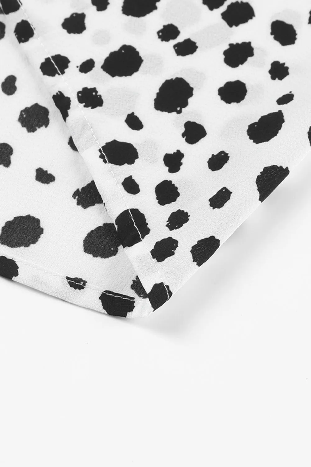 Square Neck Smocked Spotted Print Short Dress