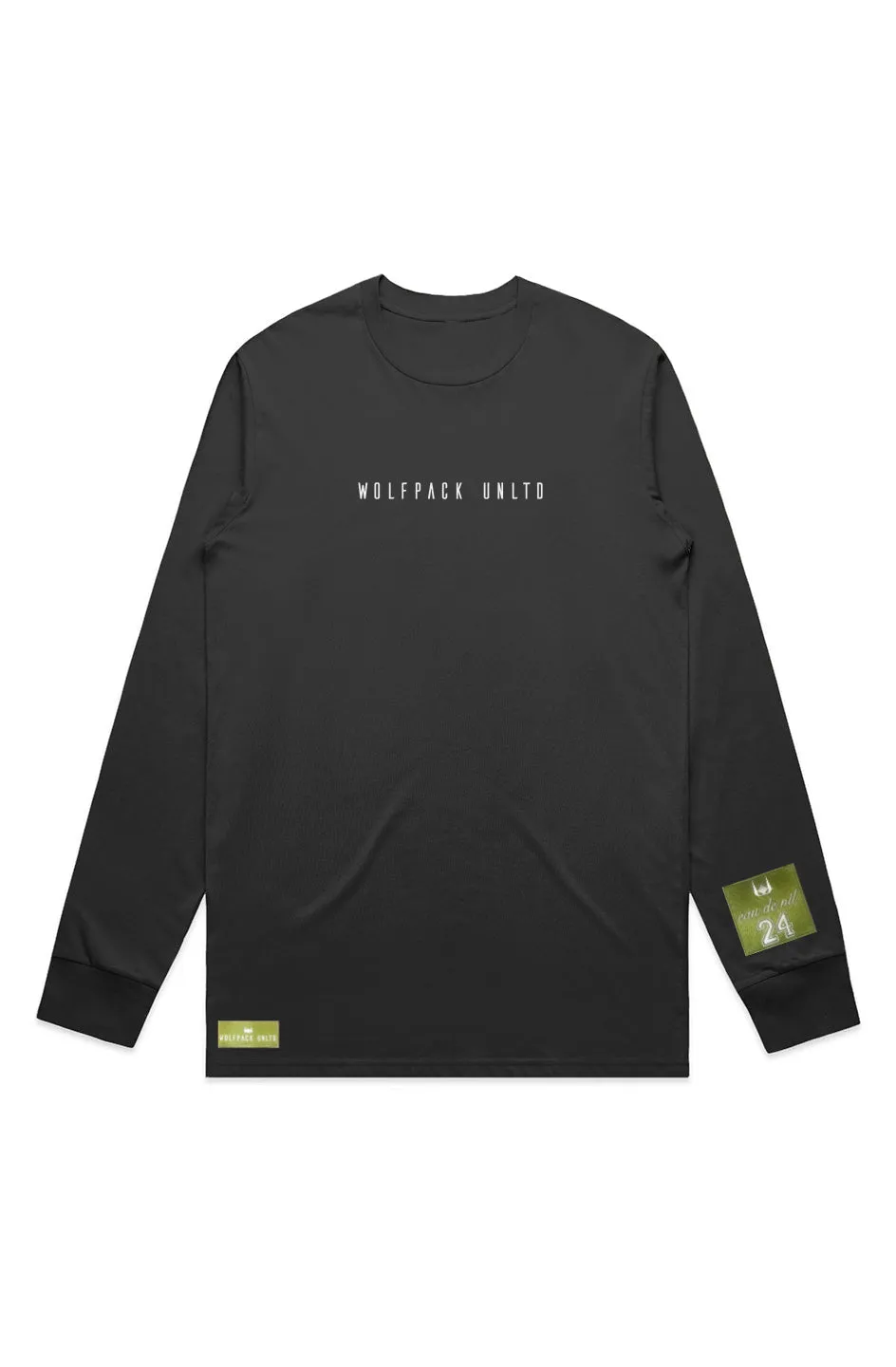 WOLFPACK UNLTD "STATEMENT" LIGHTWEIGHT TEE L/S TEXT LOGO | BLACK